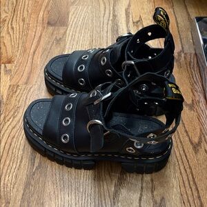 Dr. Martens Black Sandals with Metallic Details